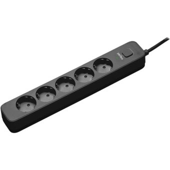 Сетевой фильтр 1,5м Perfeo 5 роз. black 10A 