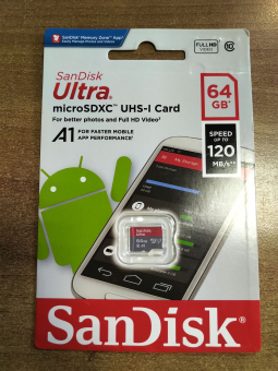 Карта памяти MicroSD 64Gb Sandisk Ultra 120Mbps 