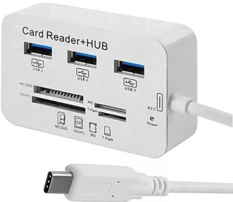 Разветвитель Type-C на 3 порта USB3.0 + кардридер 